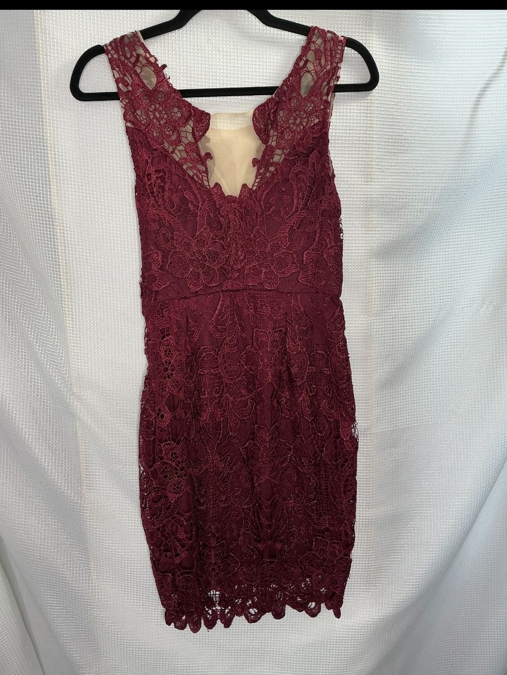 Lulu's Burgundy Lace Sheath Dress